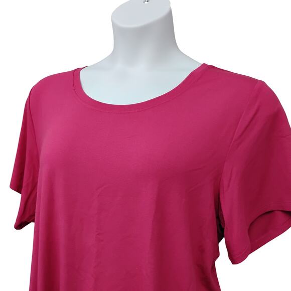 Eileen Fisher Blouse Size 2X Pink Short Sleeve Crewneck Rayon Blend - Picture 2 of 8